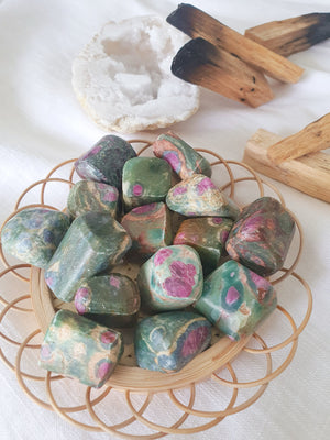 
                
                    Load image into Gallery viewer, Ruby Fuchsite Tumbled Stone | Growth • Protection • Communication
                
            