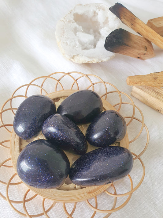 Blue Goldstone Tumbled Stone | Ambition • Wisdom • Courage